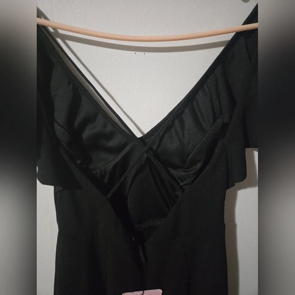 NWT Hello Molly Women's Small Size 4 Hi-Low Ruffle Hem Black Maxi Dress - Picture 4 of 12